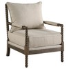 Linen-Like Fabric and Rubberwood Accent Chair with Removable Back, Beaded Frame and Slender Design - 2 of 4