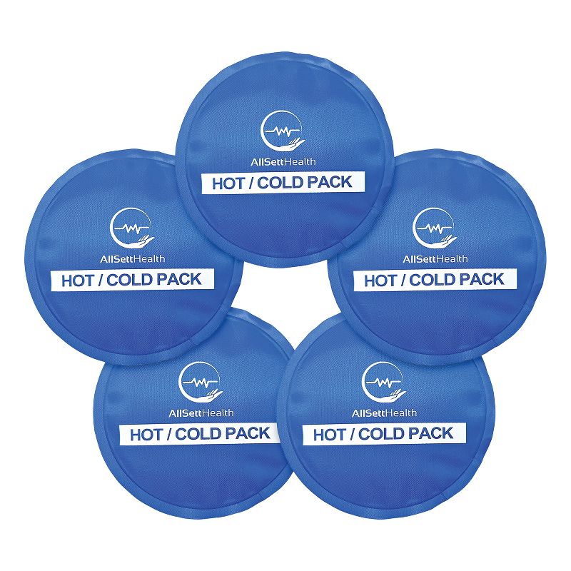 AllSett Health® Reusable Hot and Cold Round Gel Packs for Injuries, 5 Pack, 1 of 8