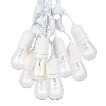Novelty Lights Edison Outdoor String Lights with 50 Suspended Sockets White Wire 100 Feet