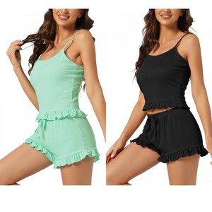 INSPIRE CHIC Women's 2 Pcs Lounge Cami & Shorts Ruffled Pajama Sets - 1 of 4