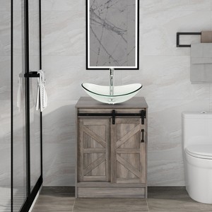 ELECWISH Bathroom Vanity, 24 Inch Barn Door Farmhouse Style Bathroom Vanity, Sliding Door Small Bathroom Vanity Set - 1 of 4