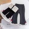 MyKids-Usa Baby Girl Solid Color Mesh Patched Design Fleece Thickened Pants - 2 of 4