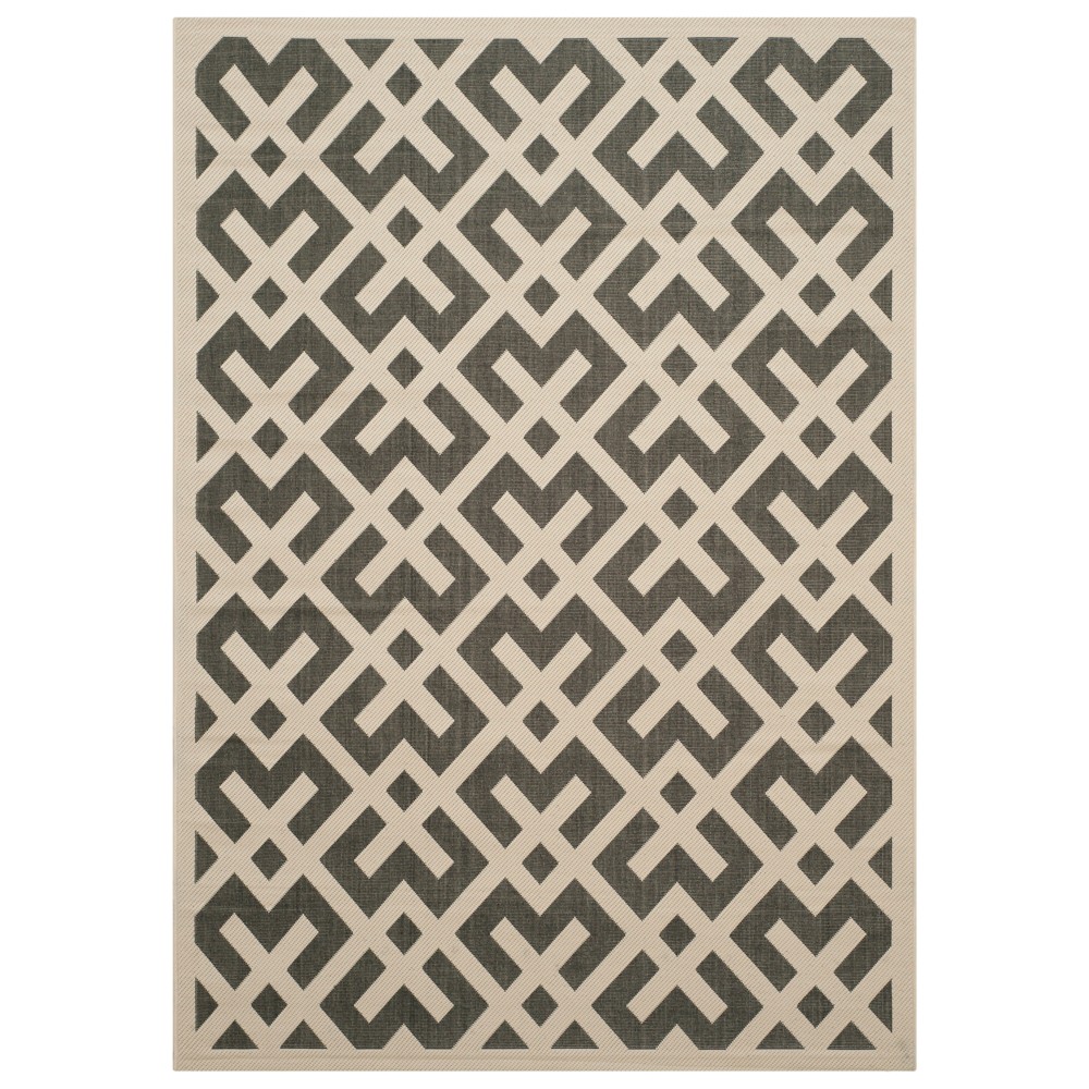 4'X5'7in Rectangle Claudette Outdoor Rug Black/Beige - Safavieh