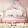 NicBex Twin/Full/Queen Upholstered Platform Bed Frame with LED Lights,Princess Bed Frame with Crown Headboard for Girls,Easy Assembly,Noise-Free - 2 of 4