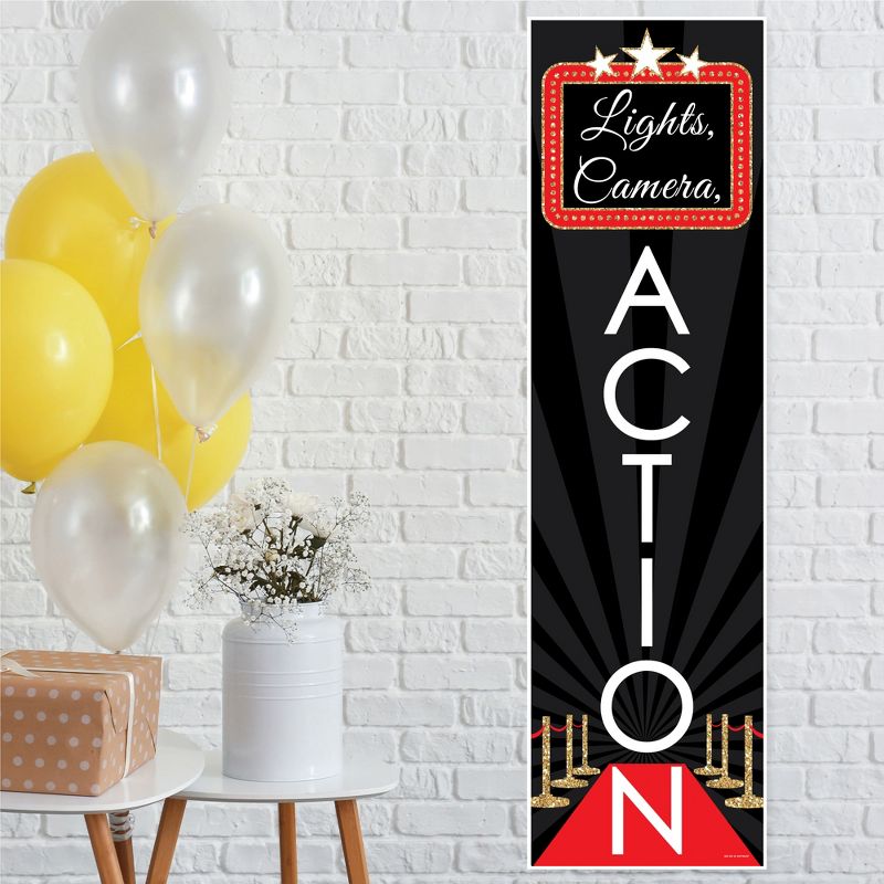 Big Dot of Happiness Red Carpet Hollywood - Movie Night Party Front Door Decoration - Vertical Banner, 1 of 9