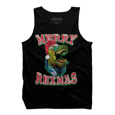 Men's Design By Humans Merry RexMas T Rex Christmas Dinosaur By MudgeStudios Tank Top