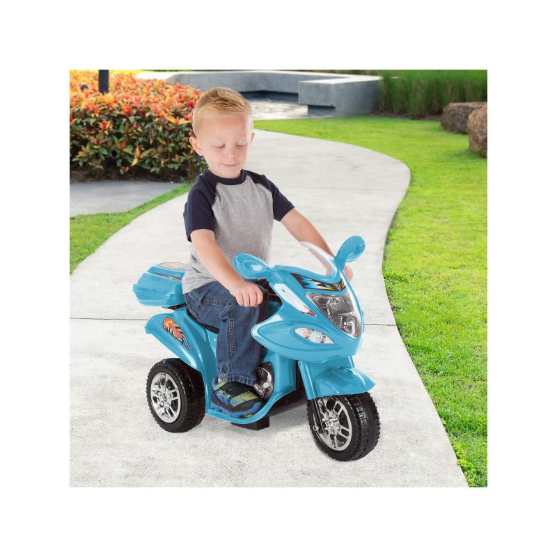 Toy Time Kids Motorcycle - 3-Wheel Electric Ride-On Car with Reverse, Sounds, Headlights - Blue, 4 of 12