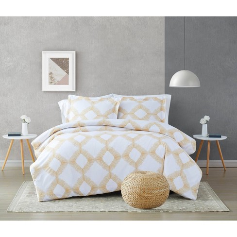 Full Queen 3pc Merill Comforter Set White Gold Brooklyn Loom Target