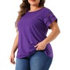 Agnes Orinda Women's Plus Size Round Neck Hollow Lace Panel Short Sleeve Casual Summer Blouses - 2 of 4