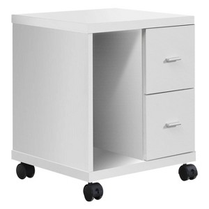 Monarch Specialties Office File Cabinet Printer Cart Rolling File Cabinet Mobile Storage Work Laminate White Contemporary Modern - 1 of 4