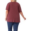 Women's Plus Size Crew Neck Short Sleeve with Pockets Summer Casual Blouses - Agnes Orinda - 4 of 4