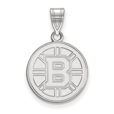 Black Bow Jewelry 14k White Gold Boston Bruins NHL Medium Pendant