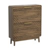 ORRD 31.5" Walnut Shoe Cabinet with 2 Flip-Top Drawers, Mid-Century Modern Entryway Storage Organizer with Anti-Tip Design - 3 of 4