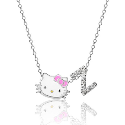 Hello Kitty® 50th Anniversary Claire's Exclusive Sterling Silver 3/8 ct.  tw. Lab Grown Diamond & Enamel Pendant Necklace