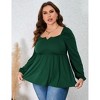 Coolmee Womens Plus Size Peplum Tops Puff Long Sleeve Square Neck Blouse Ruffle Hem Pullover Babydoll Top - 3 of 4