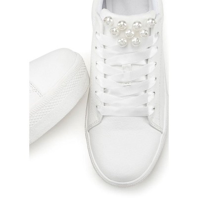 Женские кроссовки Lascana Women's Pearl Accent Sneakers - LASCANA - White Solid 8 — фото 2