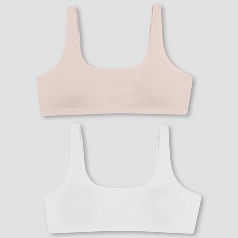 NWT Hanes Girls Padded Bras 3 pack size Medium solid pink, white, and beige