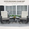 3-Piece Outdoor Gliders Set Bistro Set with Steel Frame, Tempered Glass Top Table for Patio, Garden, Lawn - 4 of 4