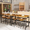 Hooseng 5-Piece Dining Room Table Set, Industrial Counter Height Pub Dining Set with 4 Round Bar Stools, 5 Pieces Bar Table Set - 2 of 4