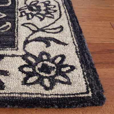 Jardin Black and Ivory Floral Hand-Tufted Wool Rug