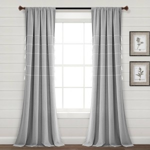 Set of 2 Farmhouse Boho Striped Woven Tassel Yarn Dyed Cotton Window Curtain Panels - Lush Décor - 1 of 4