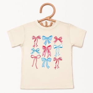 The Juniper Shop Patriotic Bows Stacked Coquette Toddler Short Sleeve Tee - 1 of 4