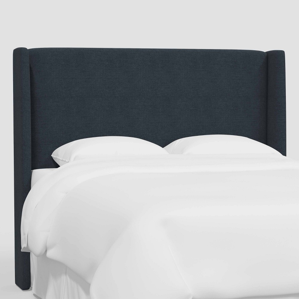 King Antwerp Wingback Headboard in Linen Navy - Threshold™: Pine Frame, Spot Clean, 55" Height, Box Spring Mount