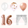 EpiqueOne 41-Piece Rose Gold Sweet 16 Birthday Decoration for Girls -Includes Happy Birthday Banner, Cake Topper, Tissue Pom Poms - 4 of 4