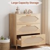 3 Drawer Rattan Dresser for Bedroom, Modern Wood Chest of Drawers, Rattan Storage Cabinet for Bedroom, Hallway, Living Room, Entryway - 3 of 4