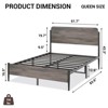 Vintage Industrial Style Queen Size Metal Platform Bed Frame with Wooden Headboard and Footboard - 2 of 4