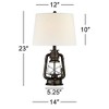 Franklin Iron Works Murphy Industrial Rustic Accent Table Lamp 23" High Weathered Bronze with Table Top Dimmer Oatmeal Shade for Bedroom Living Room - 3 of 4