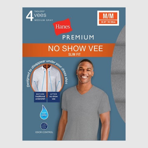 Hanes Premium Men's Slim Fit V-Neck T-Shirt Undershirt With Wicking FreshIQ  : Target