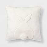 Faux Fur Bunny Easter Square Throw Pillow White - Spritz™