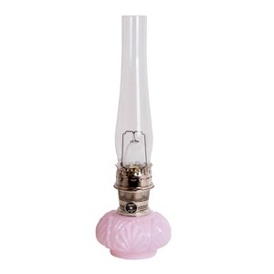 Aladdin Crown Tuscan Genie II Oil Lamp for Shelf or Table, Indoor Emergency Lighting, Limited Edition in Pink Glass with Nickel Burner - 1 of 3