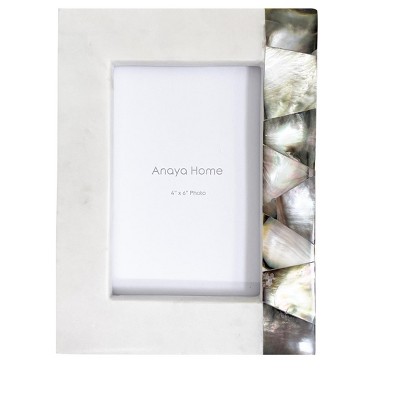 White Marble Picture Frame with Mother of Pearl Accent