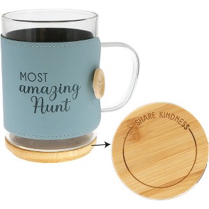 Pavilion Gift Company - Aunt - 16 oz Wrapped Glass Mug with Coaster Lid - Drinkware - 1 of 4