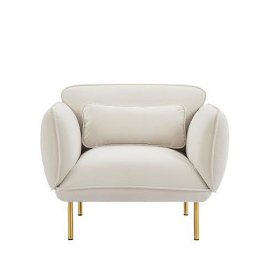 SYFERLORY Oversized Living Room Accent Velveta Armchair Upholstered-Single Sofa Chair, Beige