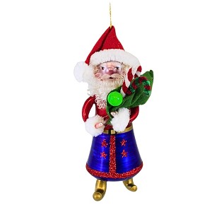 De Carlini Italian Ornaments 7.5 Inch Santa's Sweets Bag Green Christmas Tree Ornament , Claus Christmas Italian (1PC) - 1 of 3