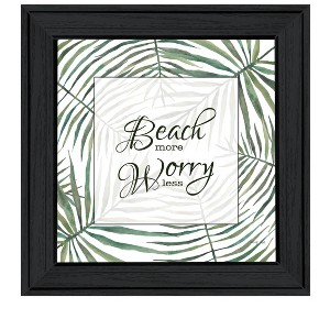 HomeRoots BEACH MORE WORRY LESS Black Framed Print Wall Art - 1 of 3