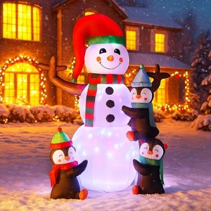 Paaaawaters 6FT Christmas Inflatable Outdoor Decoration, Snowman with Penguin - 1 of 4
