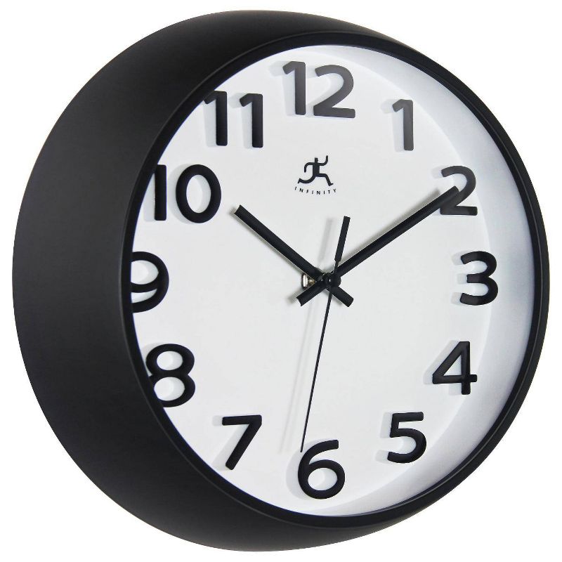 10.75&#34; Raised Numeral Wall Clock Black - Infinity Instruments, 5 of 7