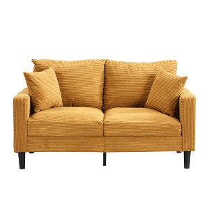 TiramisuBest 57 " Loveseat Sofa, Wood 2 Seat Sofa, Comfy , Small Space Saving Modern Upholstered Sofa, Living Room Bedroom Apartment, Light gray - 1 of 4