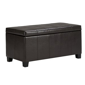Lancaster Storage Ottoman Bench Tanners Brown Faux Leather - Wyndenhall, Adult Unisex