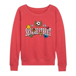Women's - Sesame Street - Ss Soccer Jersey Lightweight French Terry Wide Neck Long Sleeve Graphic Shirt - 1 of 3