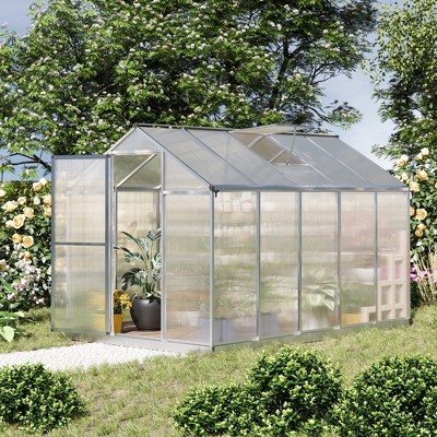 Outsunny 10' x 6' Polycarbonate Walk-In Greenhouse with Roof Vent