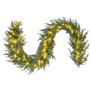 Costway 9 FT Artificial Christmas Garland Real Touch Cypress Garland with 130 Branch Tips - 1 of 4