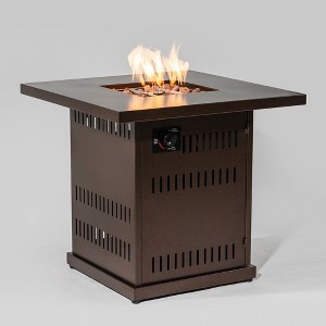 Gulches 28" 50,000 BTU Propane Fire Pit Table, Square Steel Outdoor Fire Table with Hidden 20-Lb Tank Storage, Steel Lid & Volcanic Rocks - 1 of 4
