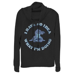 Junior's Women Lilo & Stitch I Have No Idea Cowl Neck Sweatshirt - 1 of 4