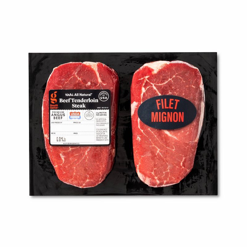 USDA Choice Angus Beef Tenderloin Steak - 0.66-1.21 lbs - price per lb - Good &#38; Gather&#8482;, 1 of 6