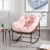 FIONECA Outdoor Rattan Rocking Chair with Pink Cushion, Recliner for Porch, Patio & Garden - 4 of 4